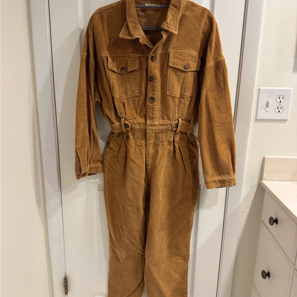 12th Tribe Corduroy Utility Jumpsuit in Camel